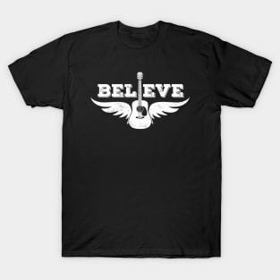 Believe Guitar Wings Dreadnought Style Acoustic Guitar T-Shirt